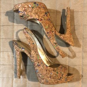 Audrey Brooke Multi-Colored Cork Heels